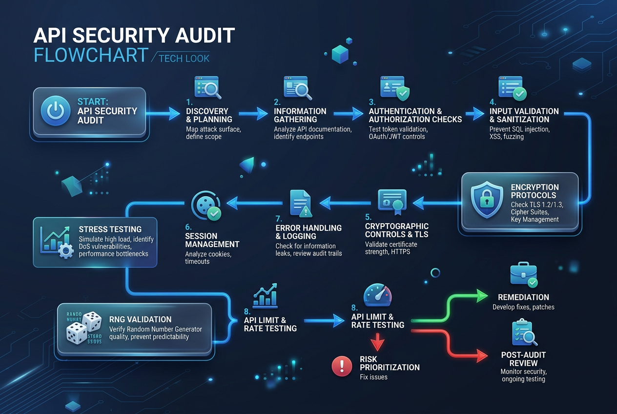 Infographic showing technical audit of RNG and payment API flows